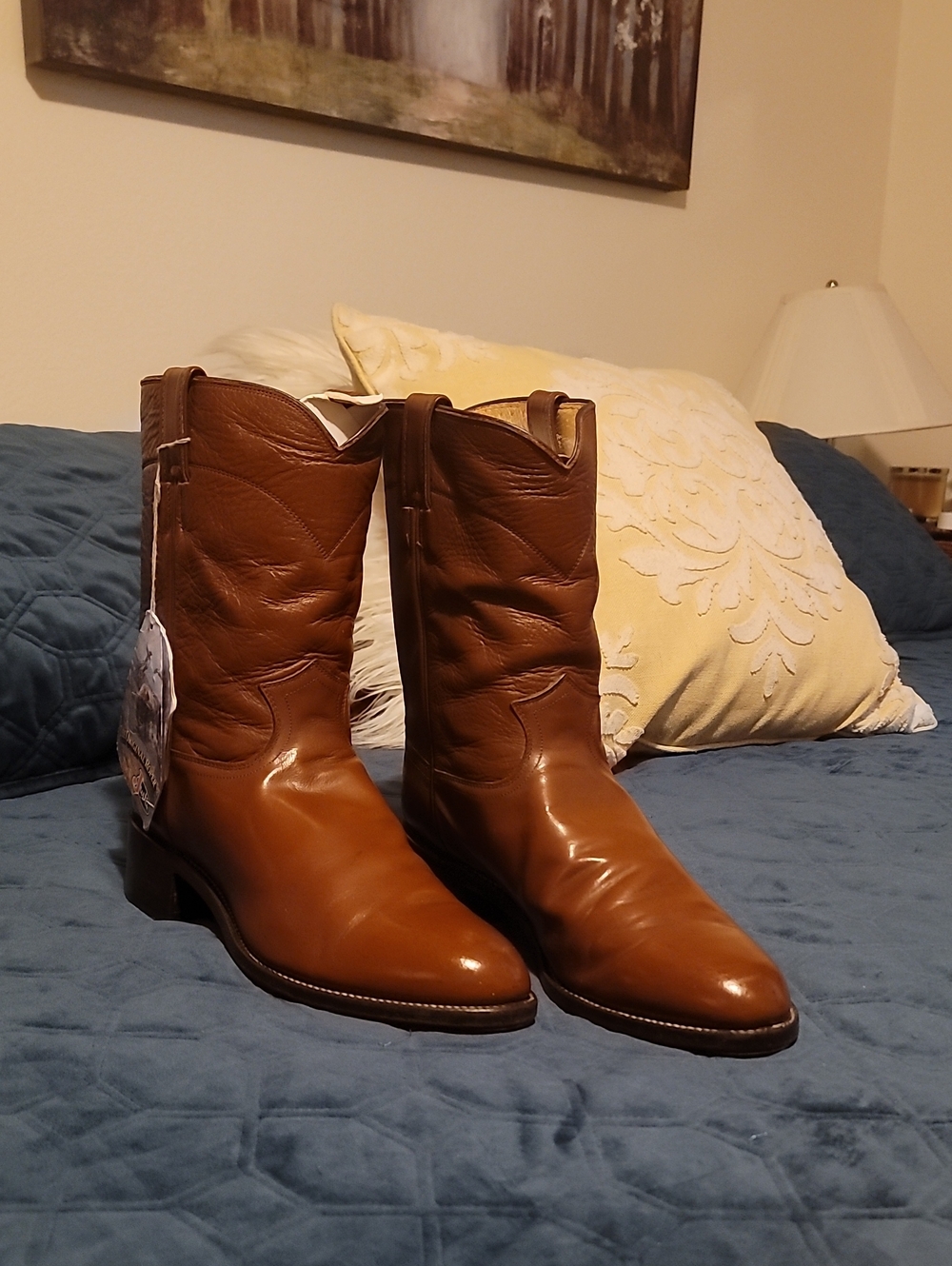 Justin Boots Men's Tan Leather Western Cowboy Boots